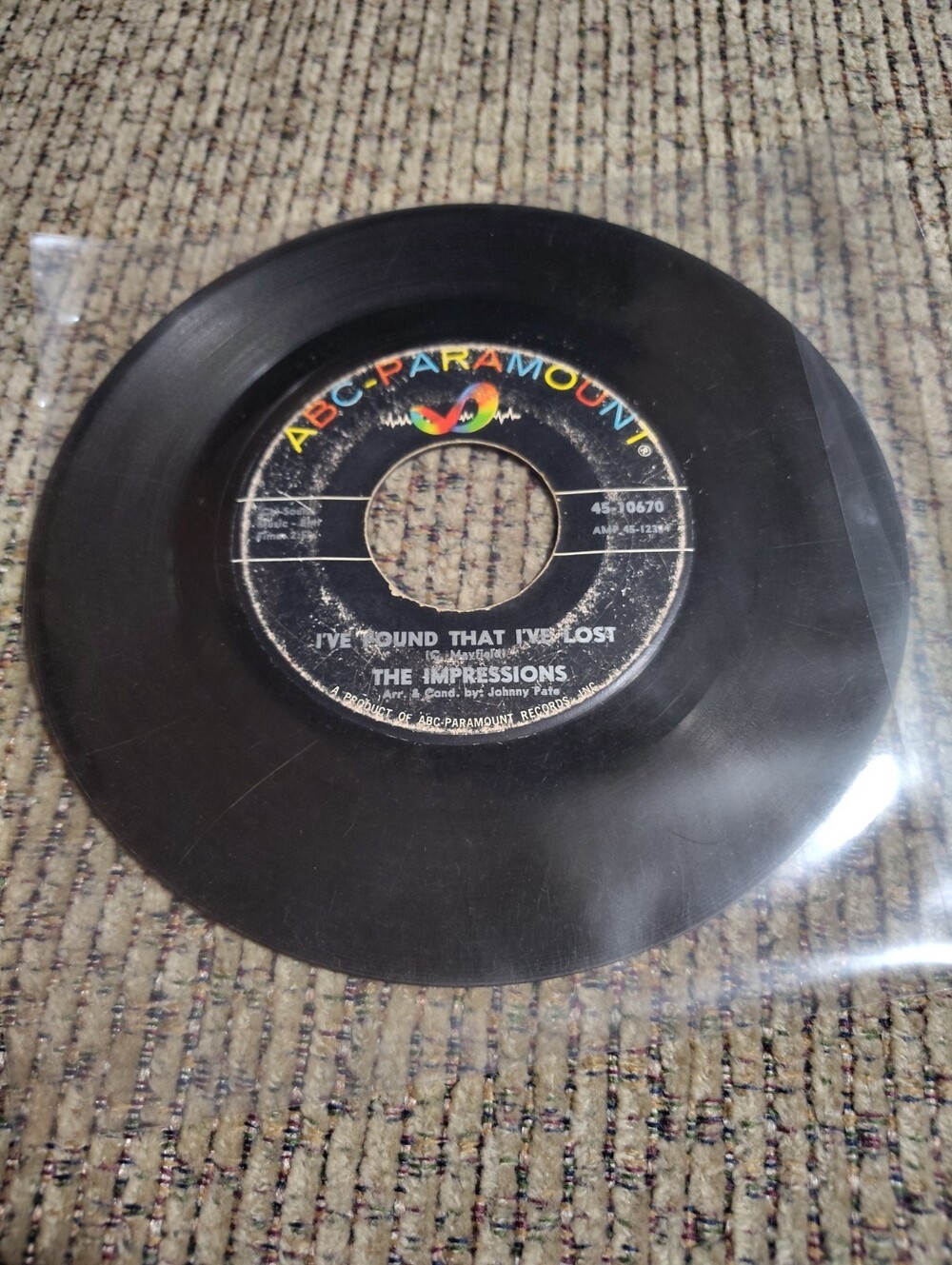 THE IMPRESSIONS I'VE FOUND THAT I'VE LOST/MEETING OVER YONDER VINYL 45